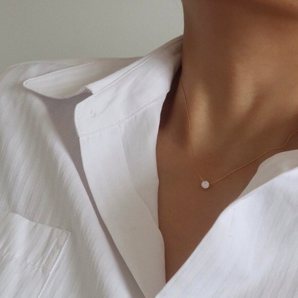 NEW Solitaire Diamond 18K Gold Plated Necklace - Picture 13 of 13